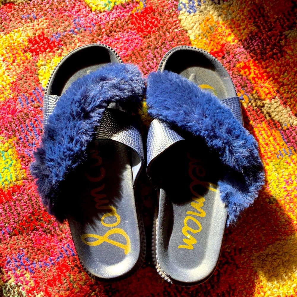 Sam Edelman fuzzy platform slippers